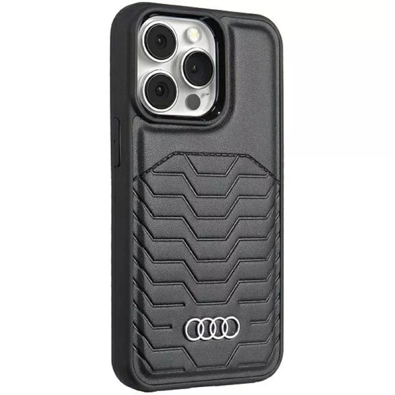 Audi Synthetic Leather MagSafe iPhone 15 Pro 6.1 Hard Case Black