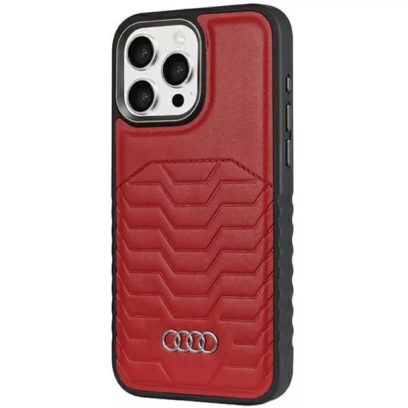 Audi Synthetic Leather MagSafe iPhone 14 Pro 6.1 Red Hard Case AU-TPUPCMIP14P-GT/D3-RD