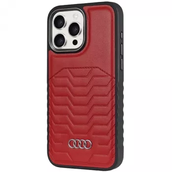 Audi Synthetic Leather MagSafe Hard Case for iPhone 14 Pro Max 6.7 - Raudona