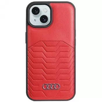 Audi Synthetic Leather MagSafe Hard Case for iPhone 15 / 14 / 13 6.1 inch - Red