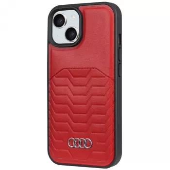 Audi Synthetic Leather MagSafe Hard Case for iPhone 15 / 14 / 13 6.1 inch - Red