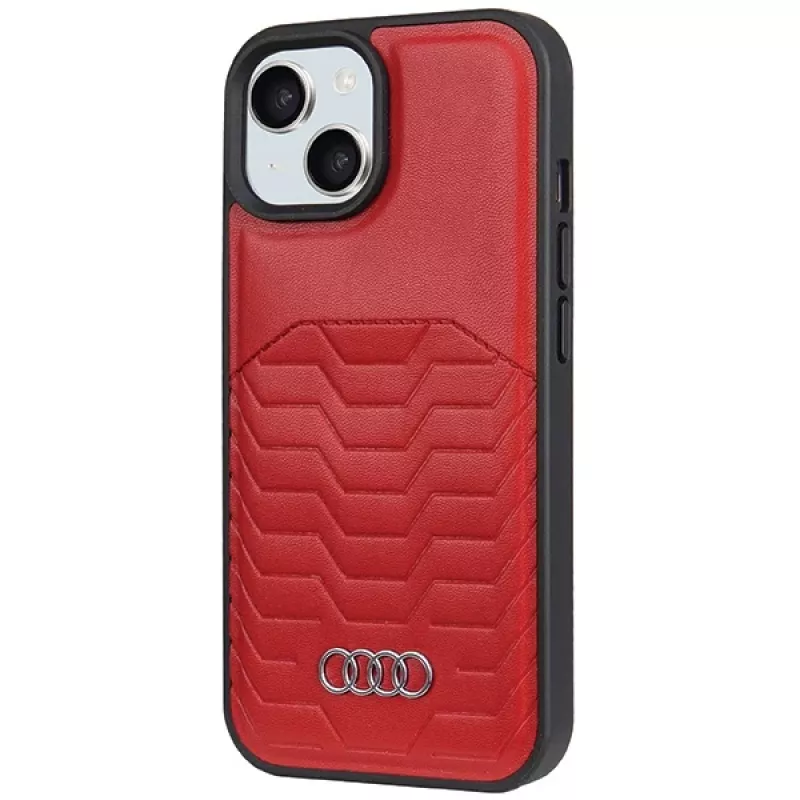 Audi Synthetic Leather MagSafe Hard Case for iPhone 15 / 14 / 13 6.1 inch - Red