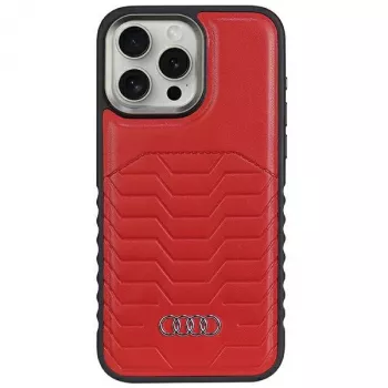 Audi Synthetic Leather MagSafe Hard Case, skirta Apple iPhone 15 Pro 6.1 inch raudona
