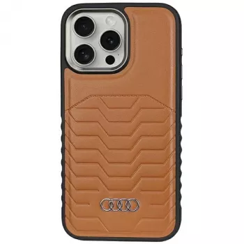 Audi Synthetic Leather MagSafe iPhone 14 Pro 6.1 Brown Hardcase AU-TPUPCMIP14P-GT/D3-BN