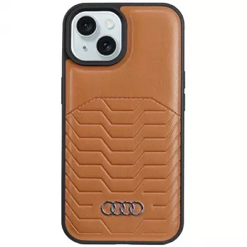 Audi Synthetic Leather MagSafe Hard Case, skirta iPhone 15/14/13 6.1 inch - Ruda