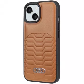 Audi Synthetic Leather MagSafe Hard Case, skirta iPhone 15/14/13 6.1 inch - Ruda