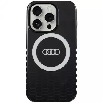 Audi IML Big Logo MagSafe dėklas, skirtas iPhone 15 Pro 6.1 inch juodas, kietas dėklas