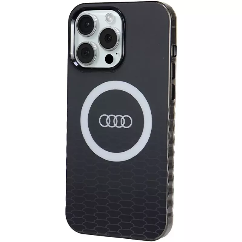 Audi IML Big Logo MagSafe dėklas, skirtas iPhone 15 Pro Max 6,7 inch juodas, kietas dėklas