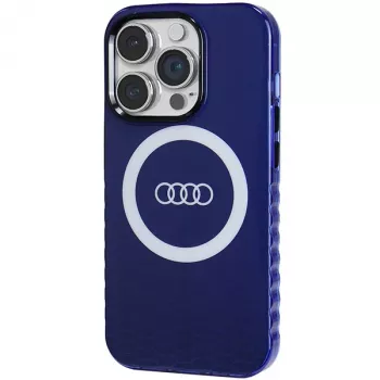 Audi IML Big Logo MagSafe Dėklas, skirtas iPhone 14 Pro 6.1, tamsiai mėlynas, kietas dėklas AU-IMLMIP14P-Q5/D2-BE