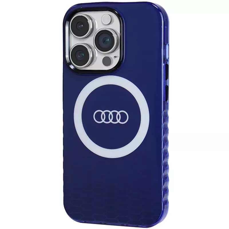 Audi IML Big Logo MagSafe Dėklas, skirtas iPhone 14 Pro 6.1, tamsiai mėlynas, kietas dėklas AU-IMLMIP14P-Q5/D2-BE