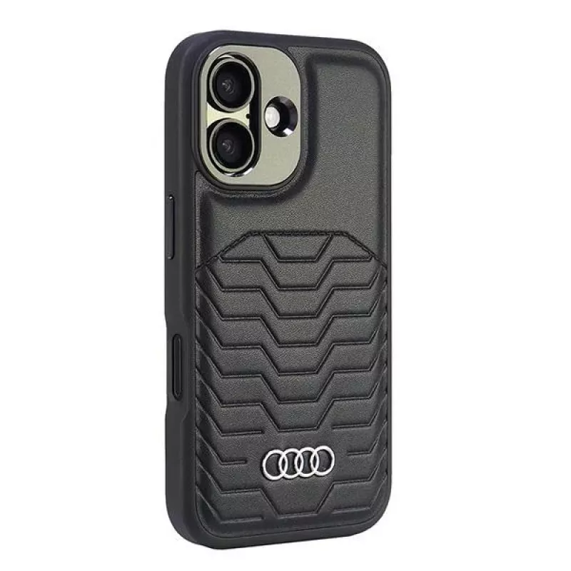 Audi Synthetic Leather MagSafe Hard Case, skirta Apple iPhone 16 6.1 - Juoda