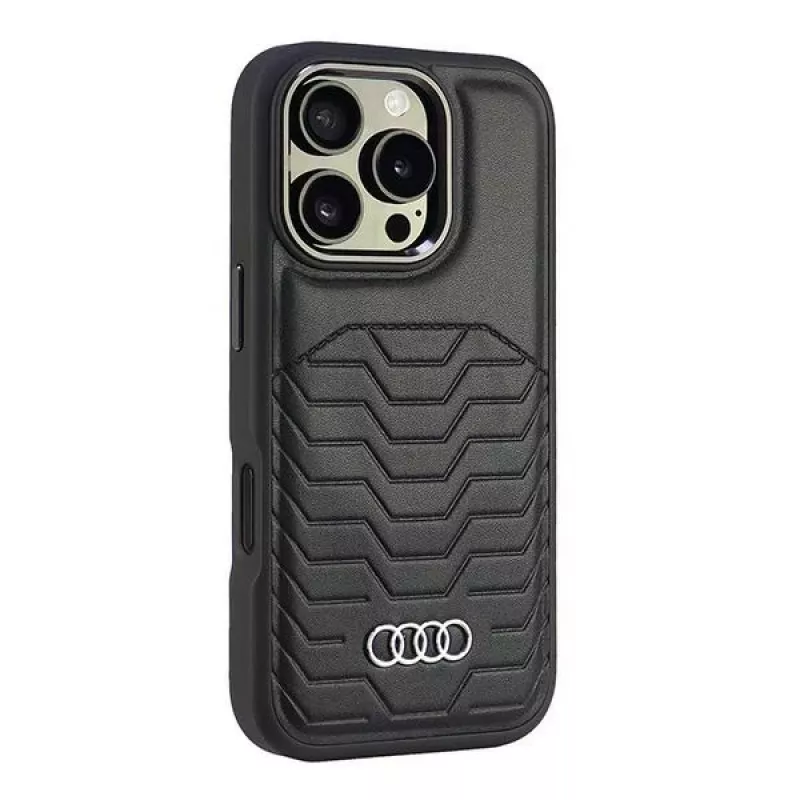 Audi Synthetic Leather MagSafe iPhone 16 Pro 6.3 Black Hardcase