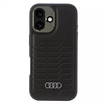 Audi Synthetic Leather MagSafe Hard Case, skirta Apple iPhone 16 Plus 6,7 inch - juoda