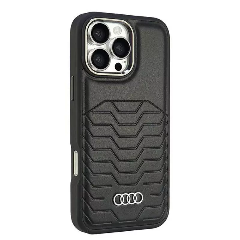 AUDI Synthetic Leather MagSafe Hard Case, skirta iPhone 16 Pro Max 6,9 inch (juoda) | Kur.lt