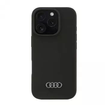 Audi Silicone Case for Apple iPhone 16 Pro 6.3 inch Black Hard Back Cover AU-LSRIP16P-Q3/D1-BK