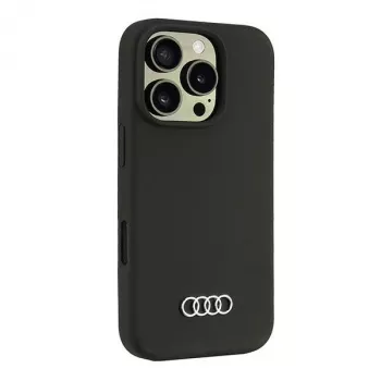 Audi Silicone Case for Apple iPhone 16 Pro 6.3 inch Black Hard Back Cover AU-LSRIP16P-Q3/D1-BK
