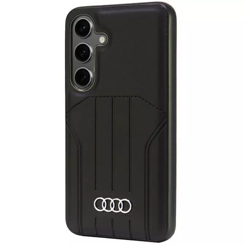Audi Synthetic Leather MagSafe Hard Case, skirta Samsung Galaxy S24, juoda
