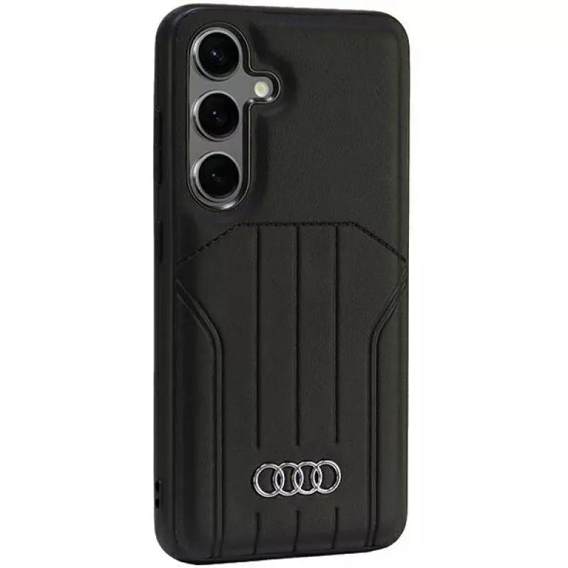 Audi Synthetic Leather MagSafe Hard Case, skirta Samsung Galaxy S24, juoda