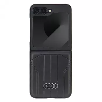 Audi Synthetic Leather MagSafe Hard Case for Samsung Galaxy Z Flip 6, Black, AU-TPUPCFlip6-Q5/D1-BK