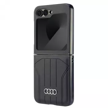 Audi Synthetic Leather MagSafe Hard Case for Samsung Galaxy Z Flip 6, Black, AU-TPUPCFlip6-Q5/D1-BK