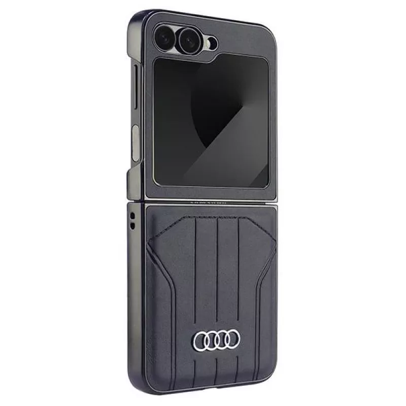Audi Synthetic Leather MagSafe Hard Case for Samsung Galaxy Z Flip 6, Black, AU-TPUPCFlip6-Q5/D1-BK