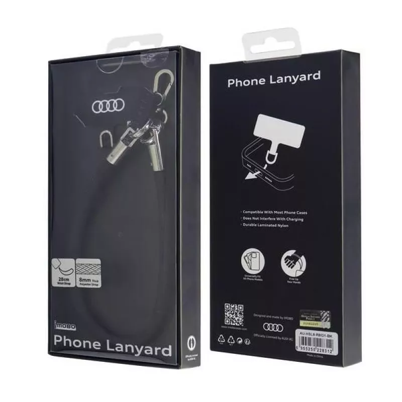 Audi Universal Phone Lanyard 28cm 8mm Black AU-HSL8-R8/D1-BK