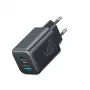 Joyroom JR-TO1 GaN 45W USB-C Lightning USB-A sieninis įkroviklis - juodas