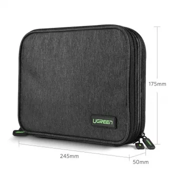 UGREEN elektroninė organizavimo dėklas kietiesiems diskams HDD SSD, telefonams, laidams, aksesuarams, 24,5 x 17,5 x 5 cm, pilka (50147 LP149)