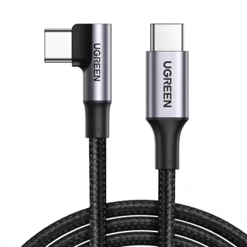 UGREEN USB-C į USB-C Kampinis Laidas US334 5A PD 100W 2m Juodas