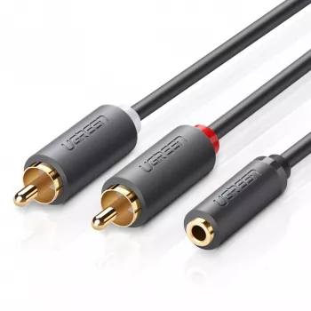 UGREEN AV102 Garso laidas 2x RCA (Cinch) į 3,5 mm Jack 0,25 m Juoda