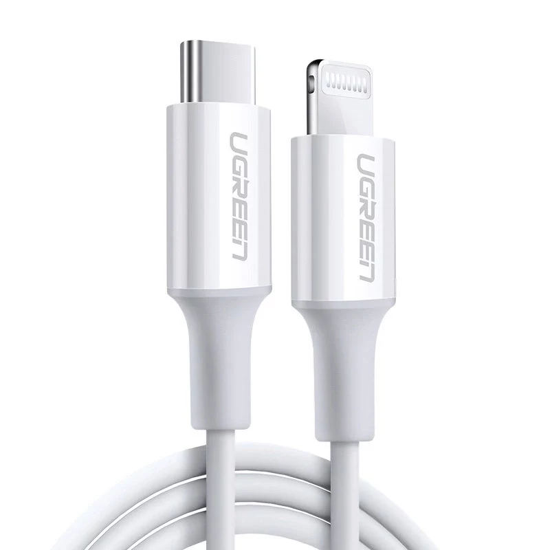 UGREEN US171 USB-C į Lightning 3A laidas 0,25 m baltas