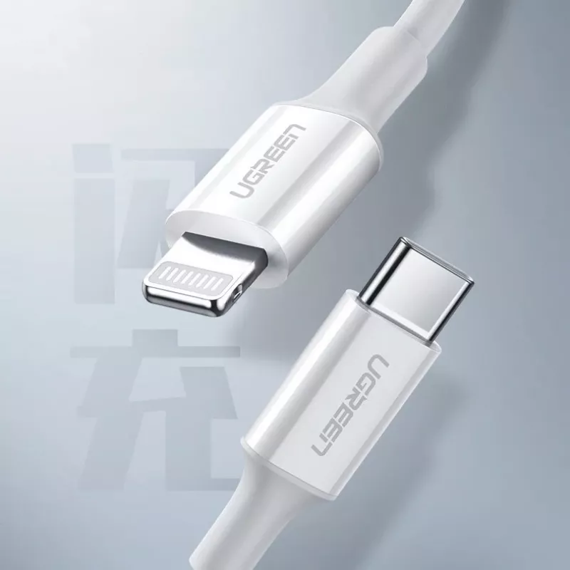 UGREEN US171 USB-C į Lightning 3A laidas 0,25 m baltas