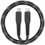 ENERGEA Nyloflex USB-C į Lightning laidas, MFi sertifikuotas, 1,5 m, juodas