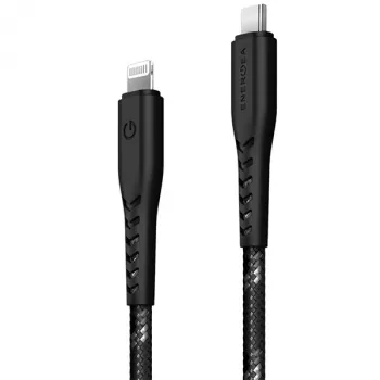 ENERGEA Nyloflex USB-C į Lightning laidas, MFi sertifikuotas, 1,5 m, juodas