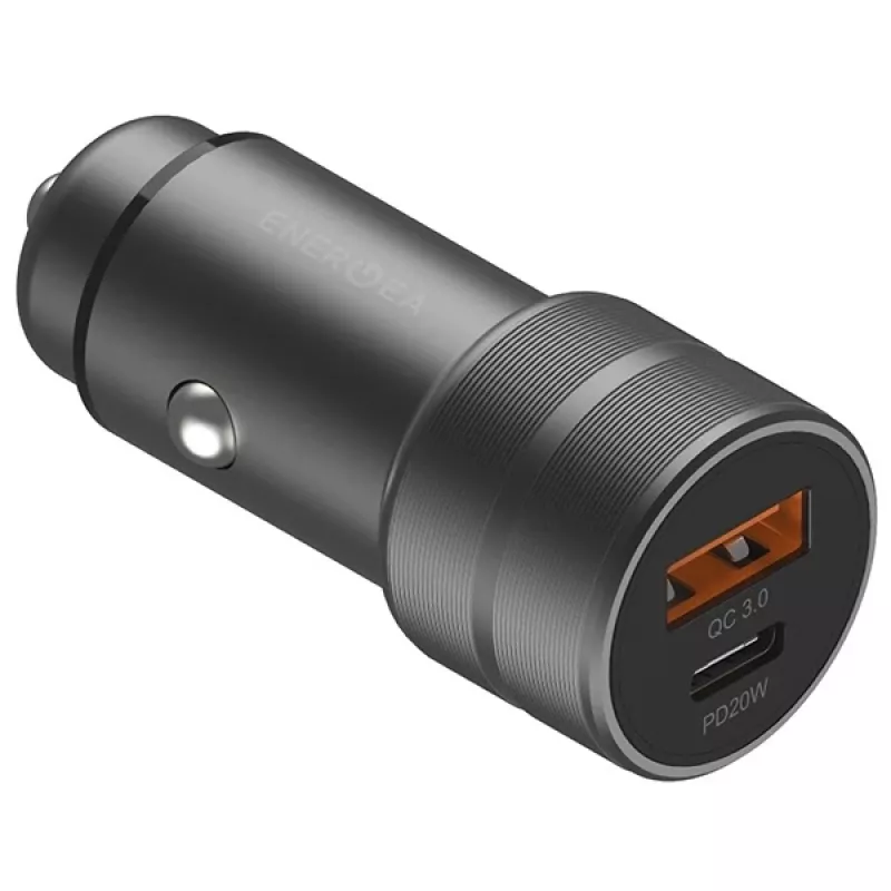 ENERGEA Alu Drive PD20+ Automobilinis įkroviklis 38W 1xUSB-A + 1xUSB-C PD QC3.0 Gunmetal