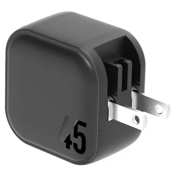 ENERGEA Travelite GAN45 45W GaN USB-C Dual Port Travel Charger with US+EU Adapters, Black