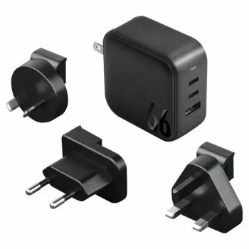 ENERGEA Travelite GAN66 66W GaN USB-C Įkroviklis 2C1A Juodas US+EU