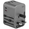 ENERGEA Travelworld 35.5W 3A2C USB įkroviklis su US/EU/UK/AU kištukais, Gunmetal