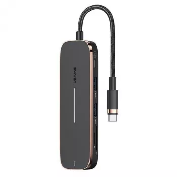 USAMS SJ575HUB01 USB-C Hub 2x USB-A USB-C PD HDMI SD Micro SD Card Reader Black