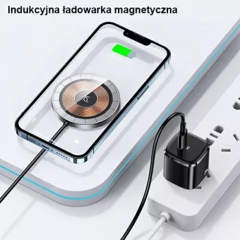 USAMS belaidis magnetinis įkroviklis 15W aliuminis juodas US-CD183