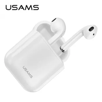 USAMS LU Series True Wireless Stereo Bluetooth 5.0 ausinės su įkrovimo dėklu, baltos, BHULU01 (US-LU001)