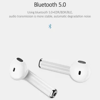 USAMS LU Series True Wireless Stereo Bluetooth 5.0 ausinės su įkrovimo dėklu, baltos, BHULU01 (US-LU001)