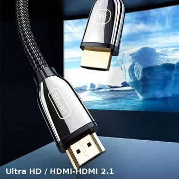 USAMS HDMI 2.1 laidas 3m Ultra HD 8K 48Gbps juodas SJ498HD01