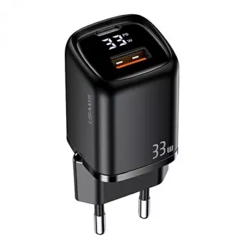 USAMS USB-C + USB-A 33W Fast Charger PD3.0 QC3.0 Black CC152TC01