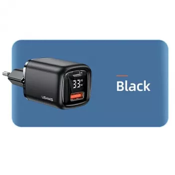 USAMS USB-C + USB-A 33W Fast Charger PD3.0 QC3.0 Black CC152TC01