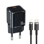 USAMS T45 30W PD3.0 USB-C greitasis įkroviklis su U63 USB-C–Lightning laidu, juodas, UXTZH01