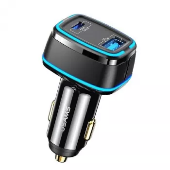 USAMS T43 33W PD3.0 QC3.0 sieninis įkroviklis su USB-C–Lightning kabeliu 1,2 m, juodas