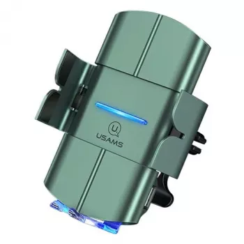 USAMS US-CD133 10W Automatinis „Qi“ belaidis automobilinis įkroviklis su ventiliacijos angos laikikliu, žalias