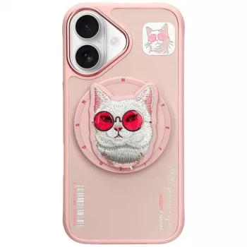 Nimmy Glasses Cool Cat MagSafe Dėklas, skirtas iPhone 16, Rožinis