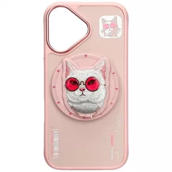 Nimmy Glasses Cool Cat MagSafe Dėklas, skirtas iPhone 16, Rožinis
